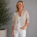Seidiger Blouson | Gr. 38-44 | Beige | Made in  Italy