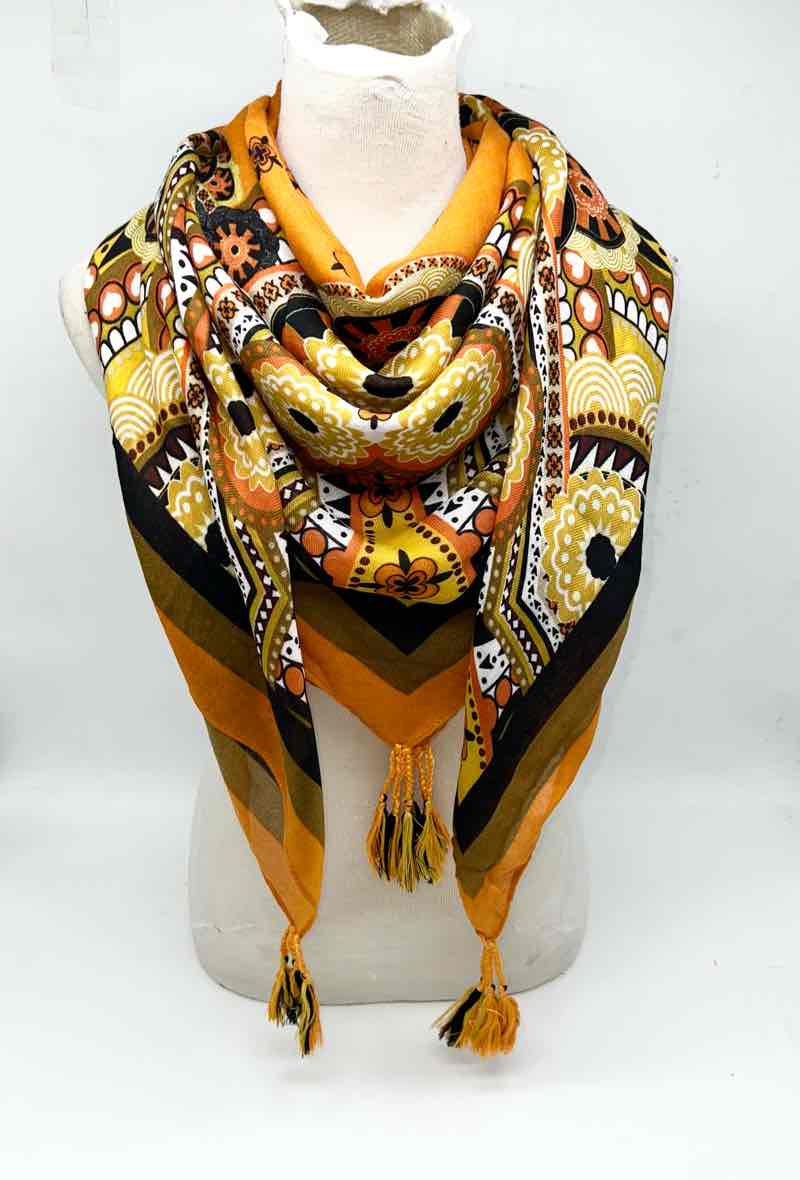 Große quadratische Schals mit Quasten: Orange