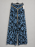 Weite Viskose-Hose mit Gummizug | Gr. 38-42 | Blau-Schwarz