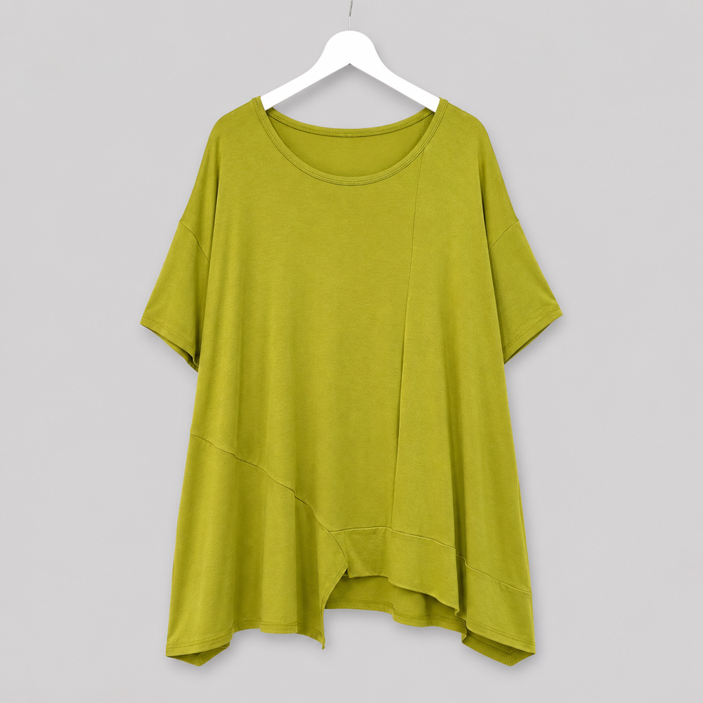 Longshirt in Limettengrün - fließend & figurschmeichelnd Gr. 50-54