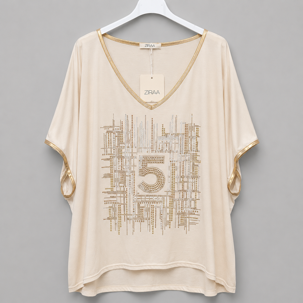 Glitzer-Shirt mit Strass- Eleganz trifft Glamour  Gr. 42-46