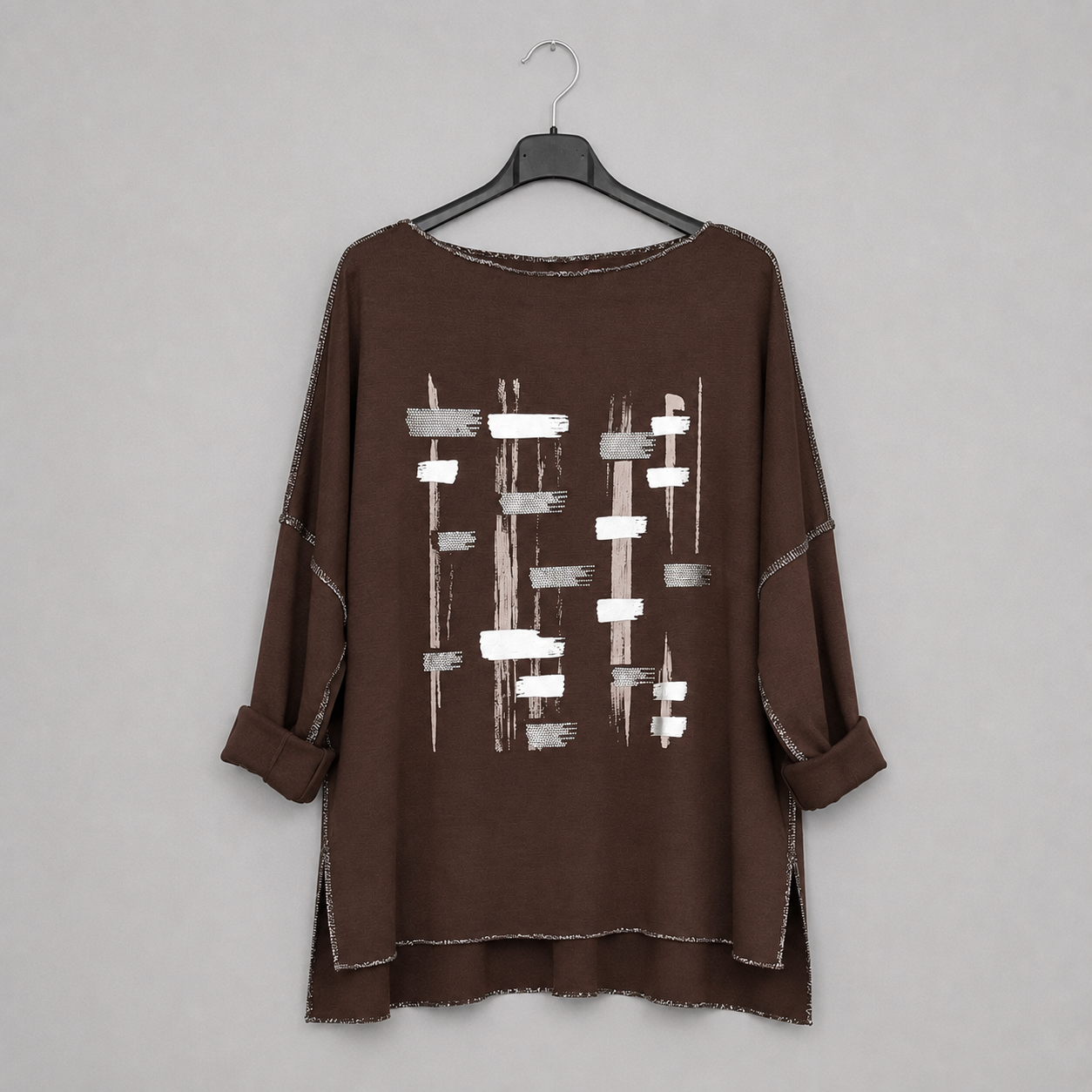 Shirt mit U-Boot-Ausschnitt | Gr. 38-42 | Braun
