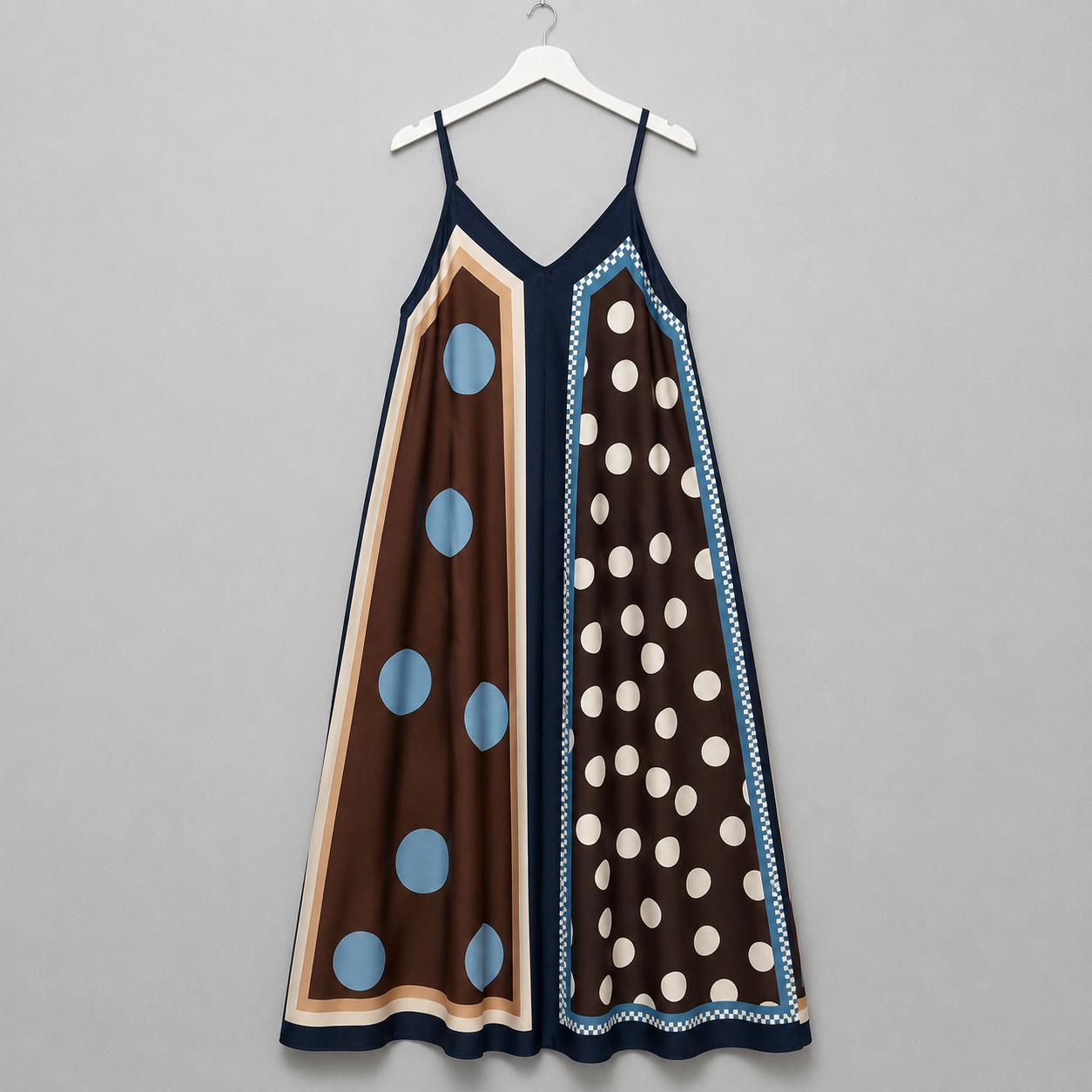 Maxikleid „Not & Chic" Blau/Creme mit Punkte-Design Gr. 38-44