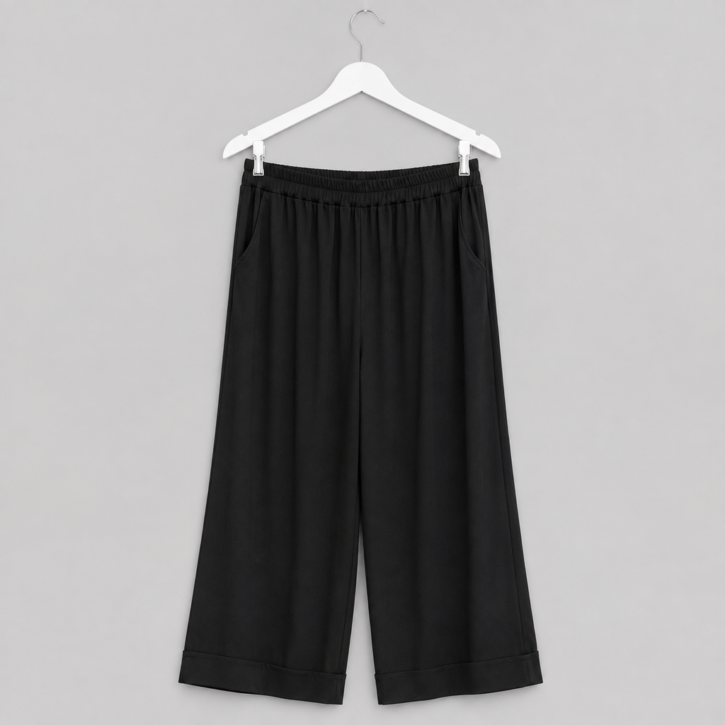 Schwarze Sommerhose mit elastischem Bund  Gr. L-XXL