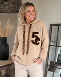 Hoodie mit Leo-Details Gr. 40-46 Beige