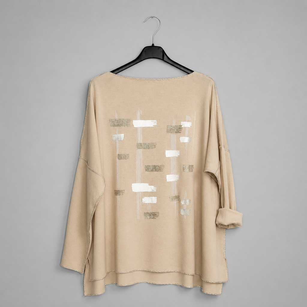 Shirt mit U-Boot-Ausschnitt | Gr. 40-44 | Creme