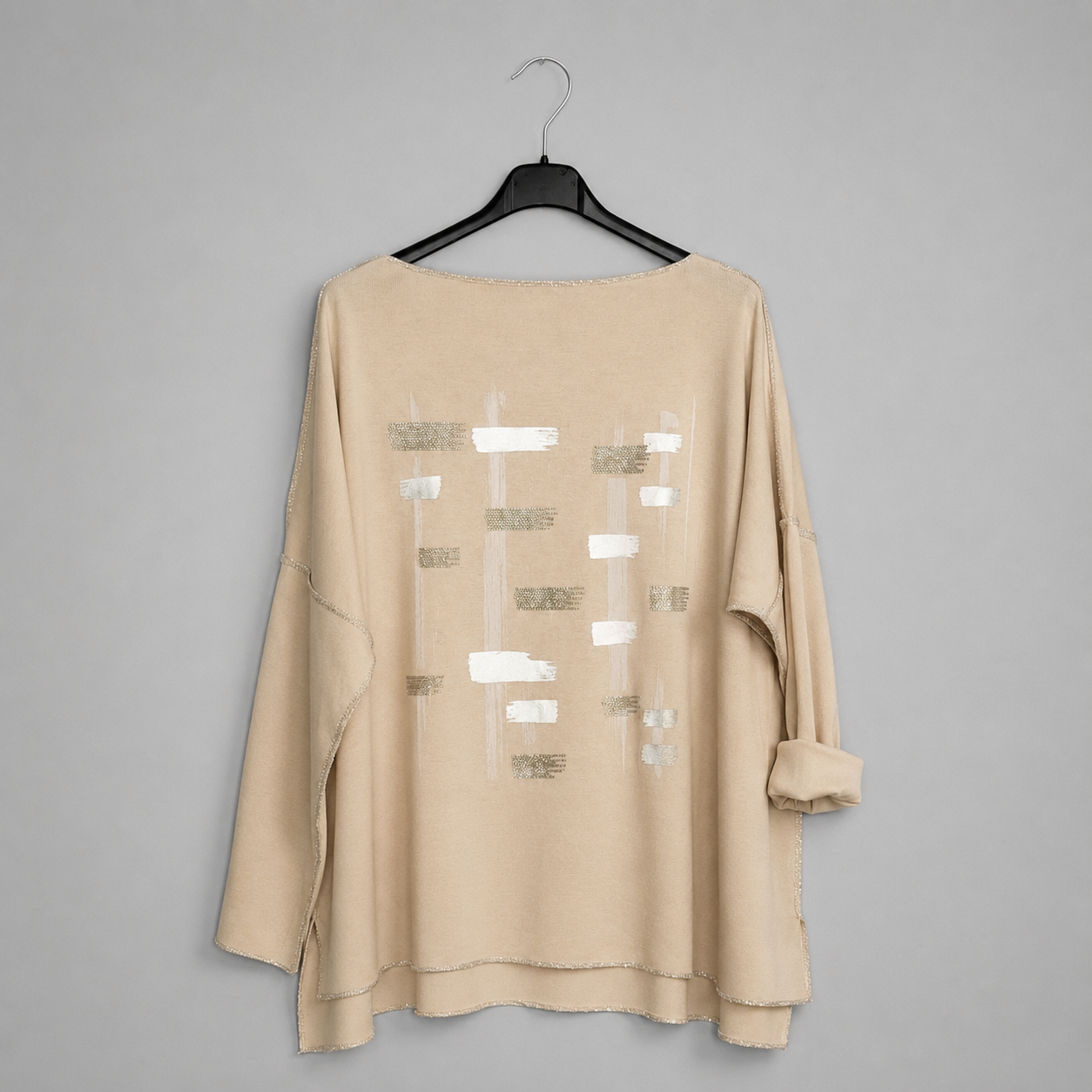 Shirt mit U-Boot-Ausschnitt | Gr. 40-44 | Creme