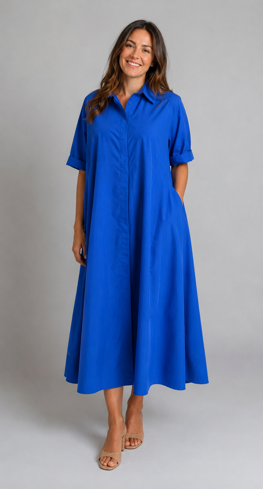 Baumwollkleid in Royalblau - zeitlos, luftig & stilvoll