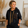 Hoodie mit Leo-Details Gr. 40-46 Schwarz