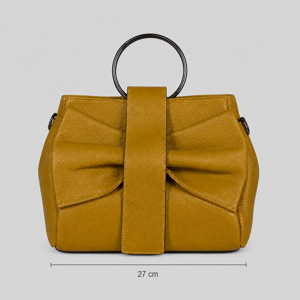 Senfgelbe Handtasche mit Ringhenkeln