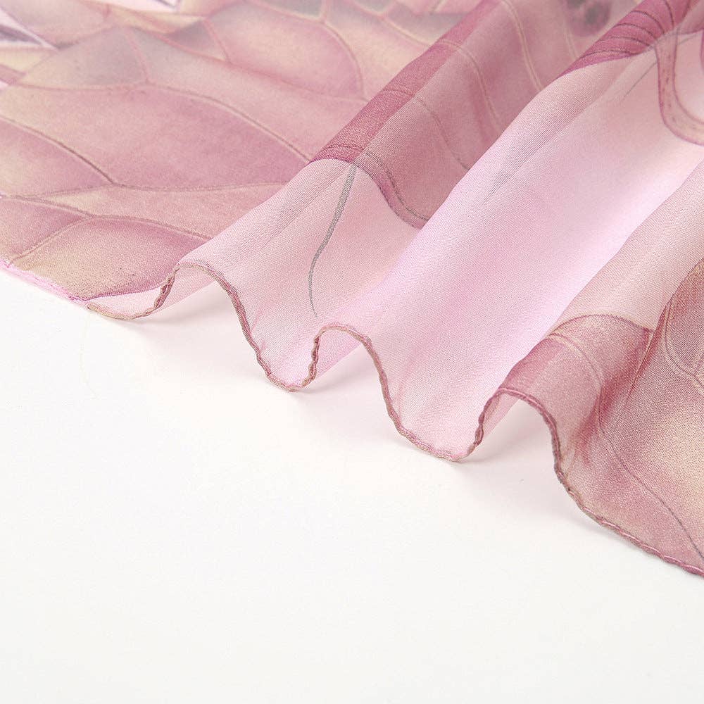 Leichter Chiffon-Schal mit floralem Muster | Hellblau  |  150 cm