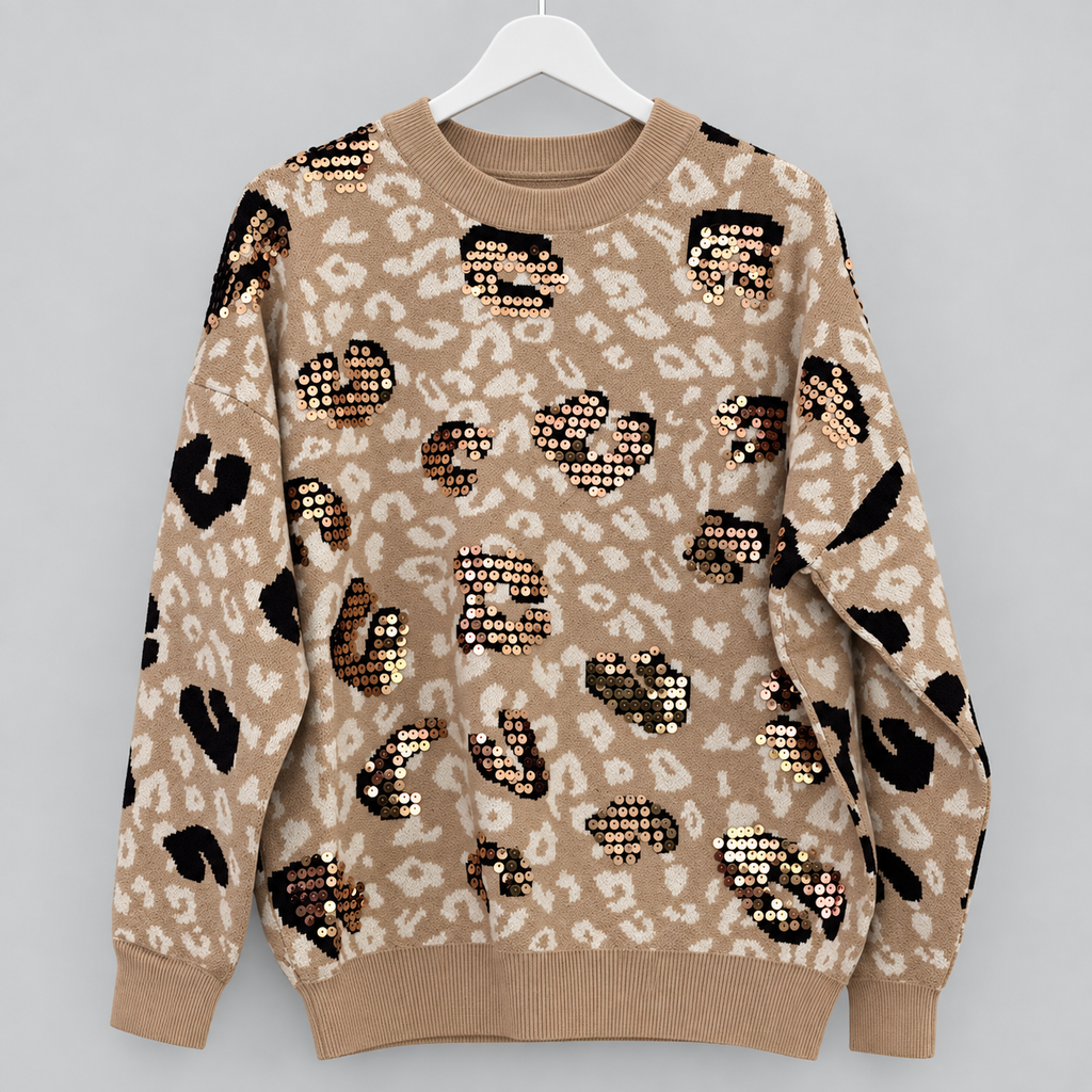 Damen Leo-Pullover mit Glitzerdetails in verschiedenen Varianten  | Gr.  40-44
