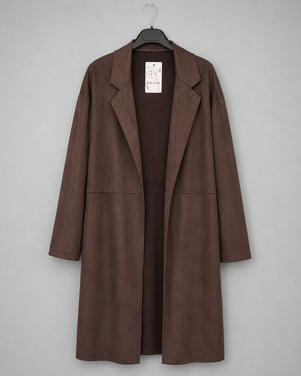 Long-Cardigan in Velourleder-Optik | Gr. 40-44 | Mocca