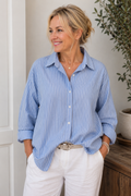 Gestreifte Bluse in Blau-Weiß - zeitlos & feminin | Gr. M/L
