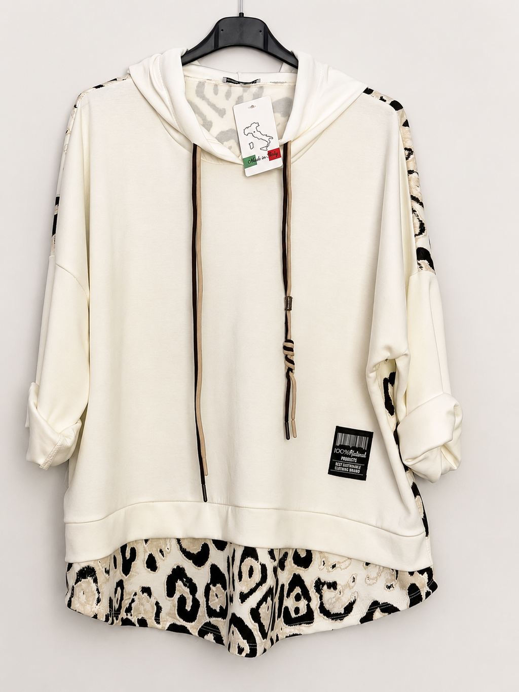 Oversize-Hoodie in verschiedenen Farben mit Leo-Einsätzen | Gr. 40-46