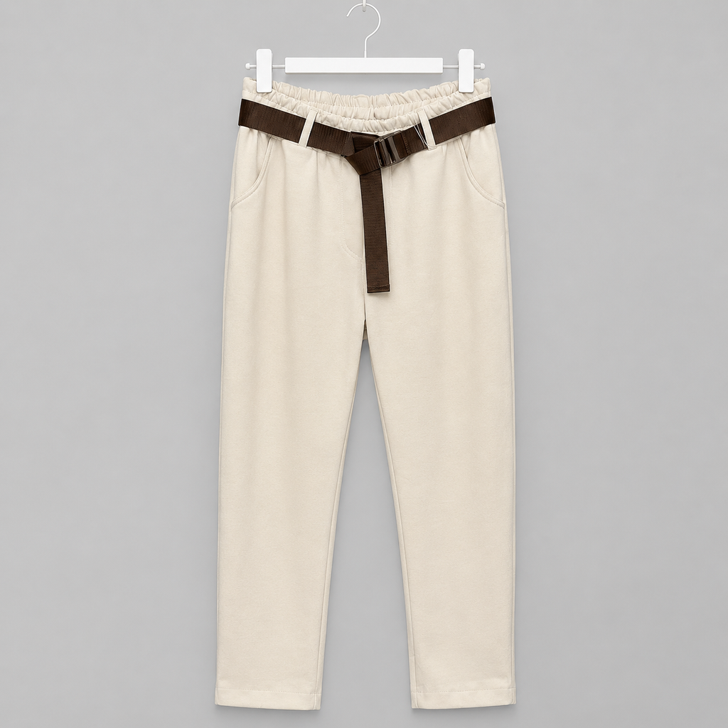 Sommerhose mit braunem Gürtel in mehreren Farben Gr. 38-40