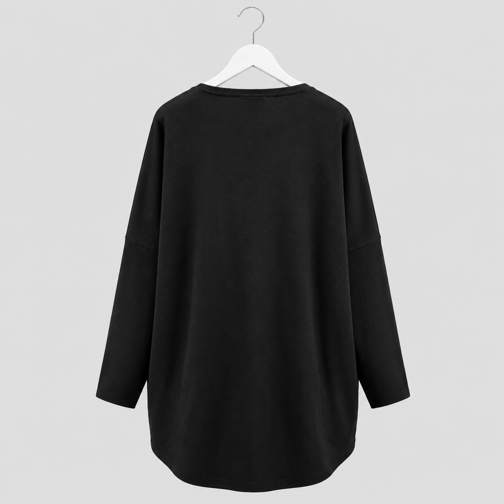 Oversize-Pullover mit funkelndem Wellenmuster - Schwarz-Offweiß-Gr. 42-52
