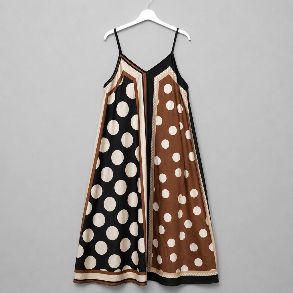 Maxikleid „Not & mChic" -Schwarz/Creme mit Punktedesign