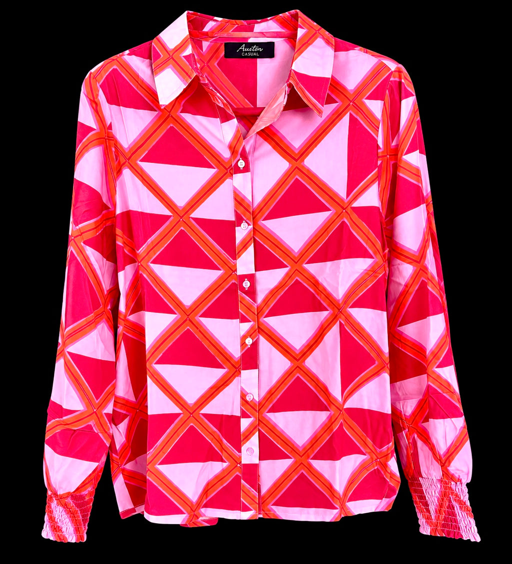 Aniston Casual Sommerbluse -Pink & Rot , 100 % Viskose Gr. 38