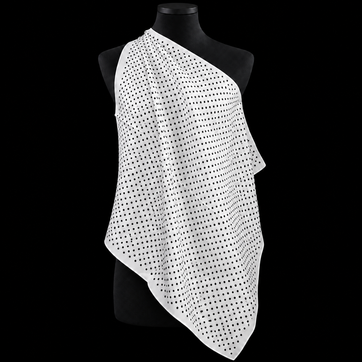 Gepunktetes Viskosetuch in Weiß-Schwarz  65 x 65 cm