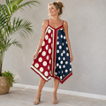 Punktekleid in Rot & Marine - luftiges Sommerkleid mit Spagettiträger Gr. 38-42