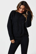 Pailletten-Pullover-Top in Schwarz: Schwarz / 42-44