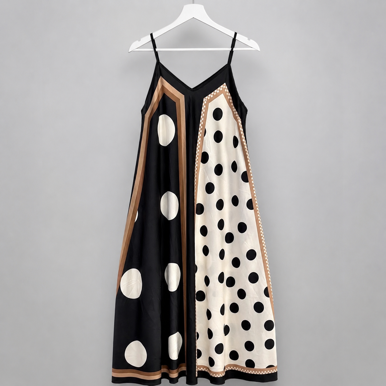 Maxikleid „Not & mChic" -Schwarz/Creme mit Punktedesign
