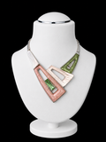 AKA Kragen Pink Grün Geometrisches Schlangenkettenset  |  Rhodium