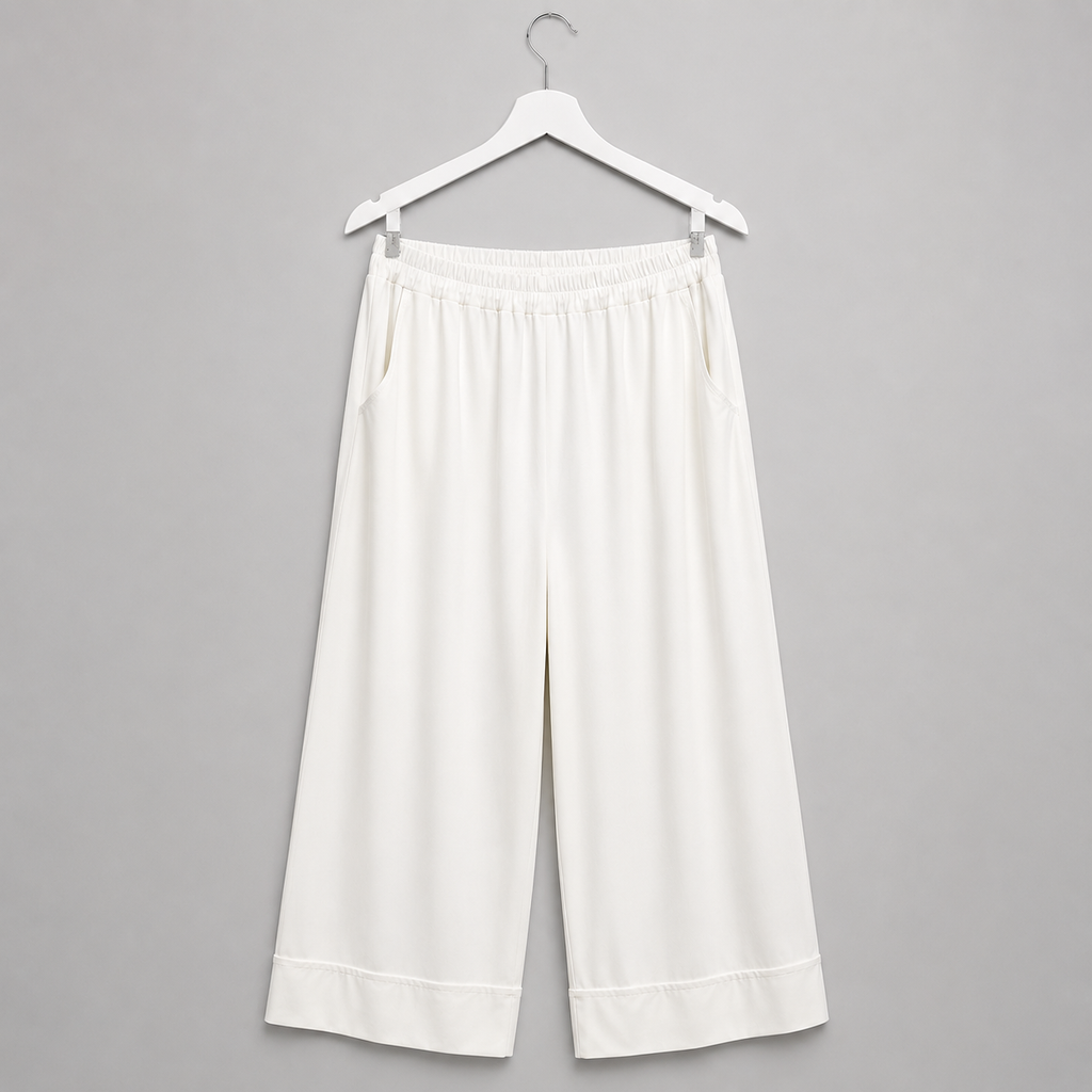 Weiße Sommerhose mit elastischem Bund Gr. L-XXL