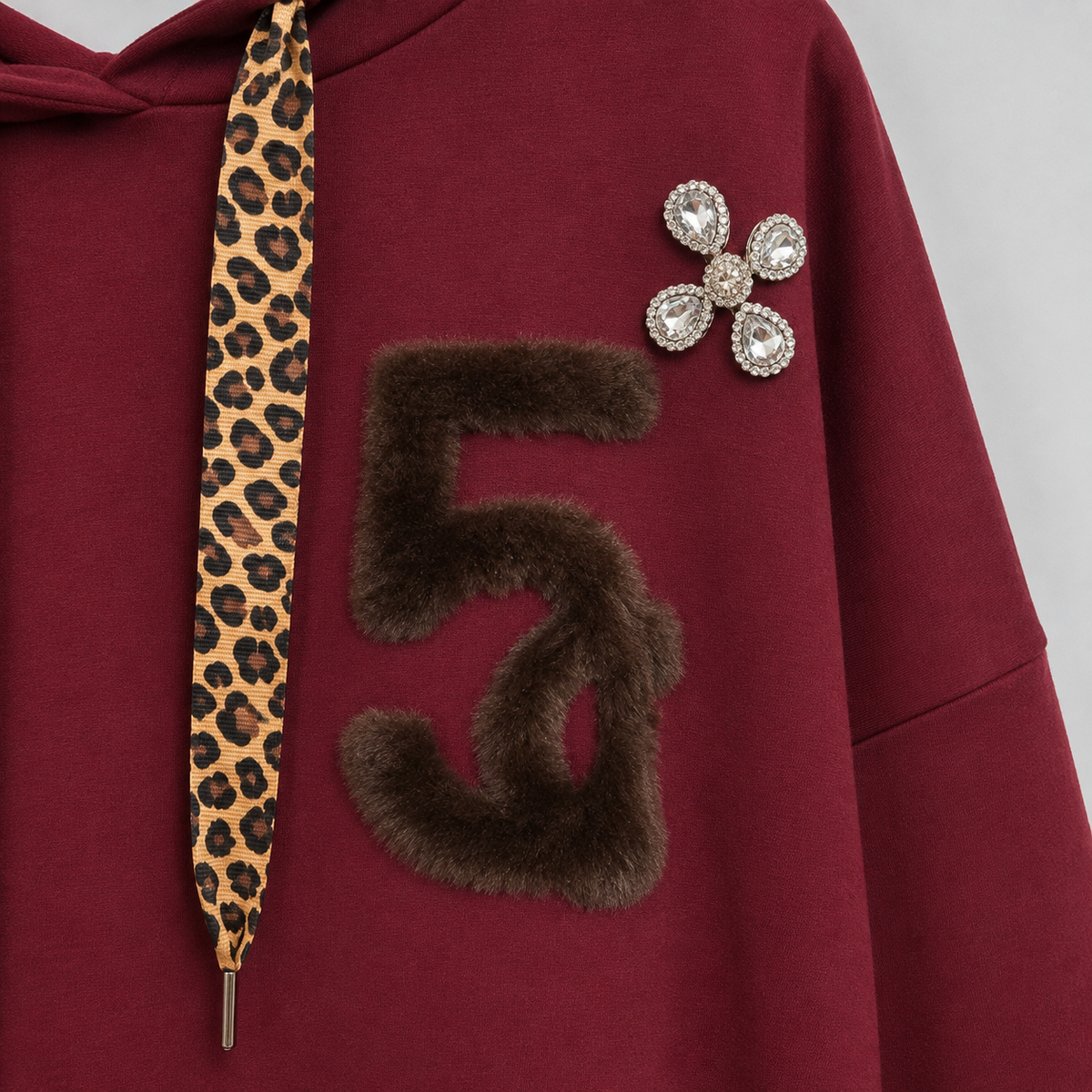 Hoodie mit Leo-Details Gr. 40-46 Bordeaux