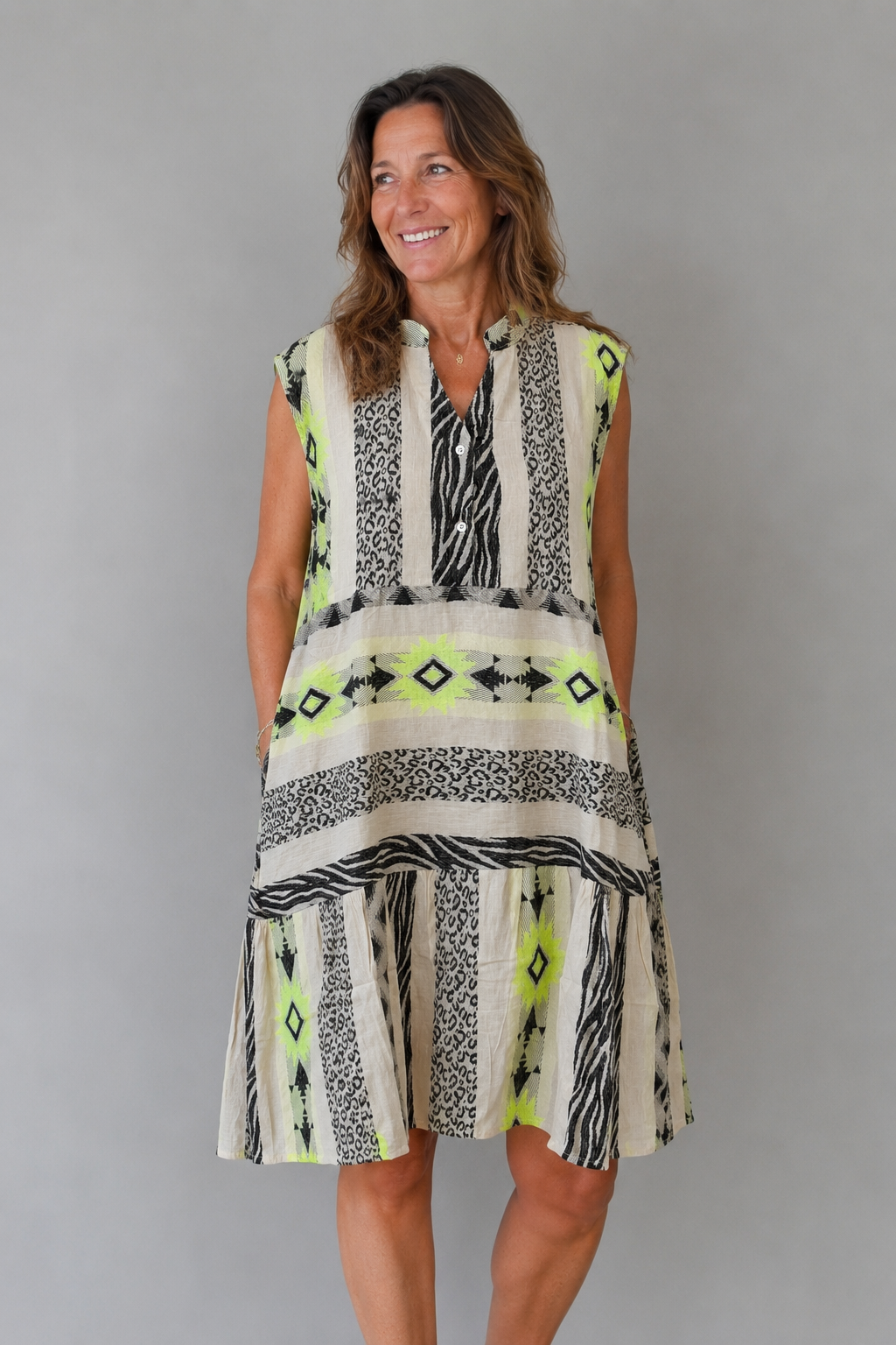 Sommerkleid im  Boheme-Stil | 100 % Baumwolle | Gr. 44-46