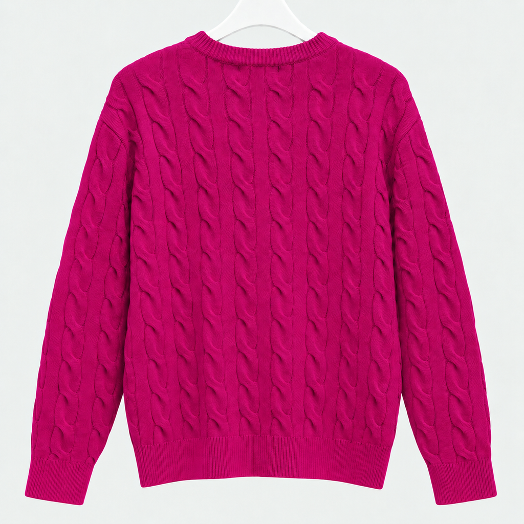 Pullover mit Herzstickerei in dunklem Fuchsia Gr. 40-42