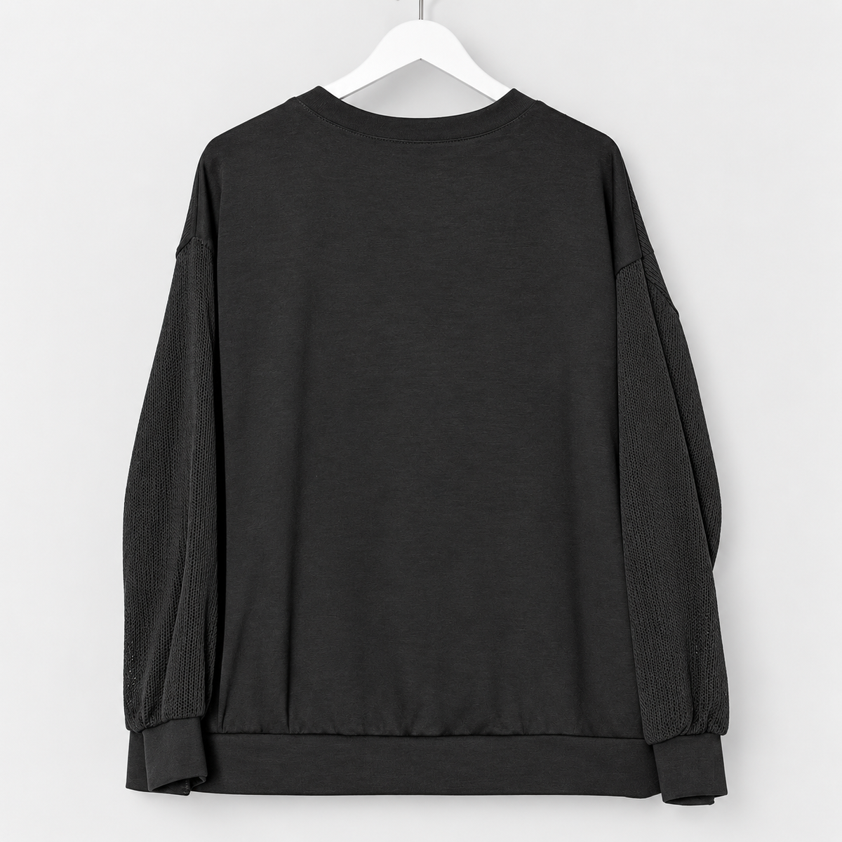 Oversize-Shirt mit Netzstruktur und Glitzer-Applikation | Gr. 40–44 | Schwarz und Taupe