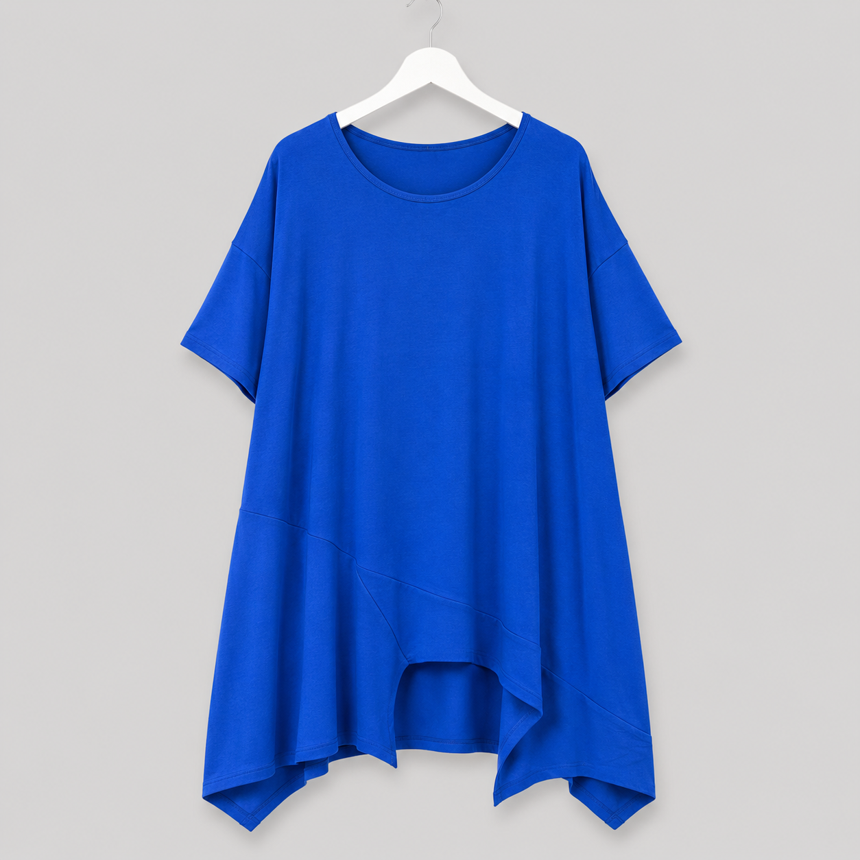 Königsblaues Longshirt aus Viskose mit Statement-Kette Gr. XXL
