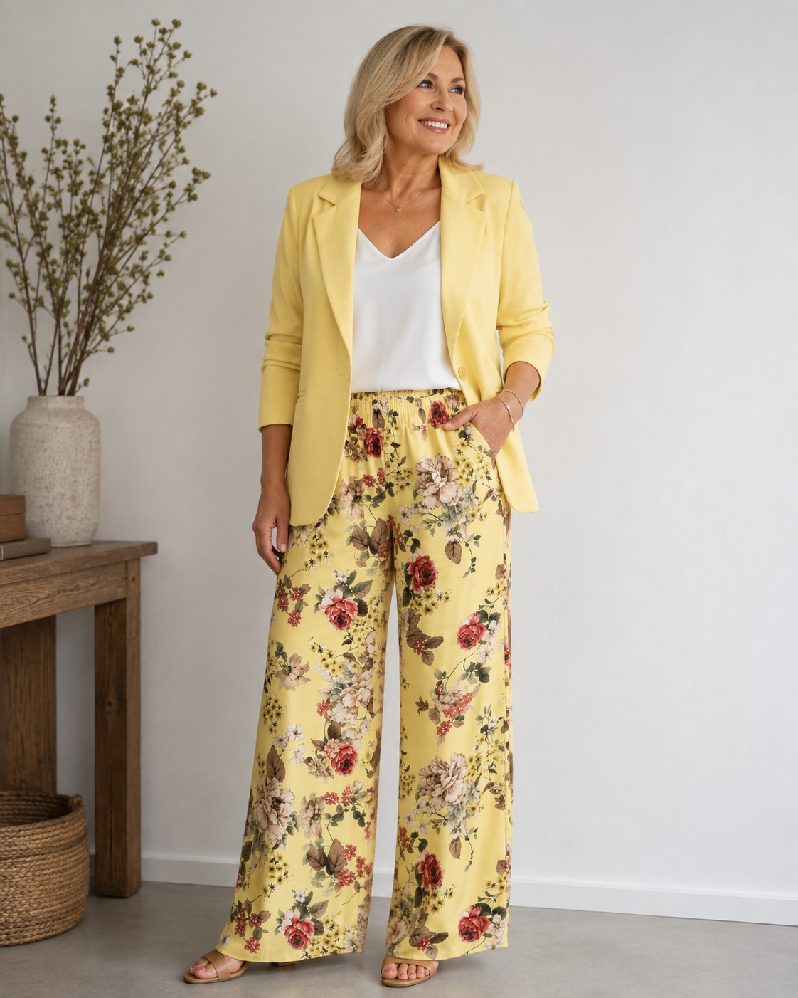 Eleganter Blazer in zartem Vanillegelb Gr. 38-42