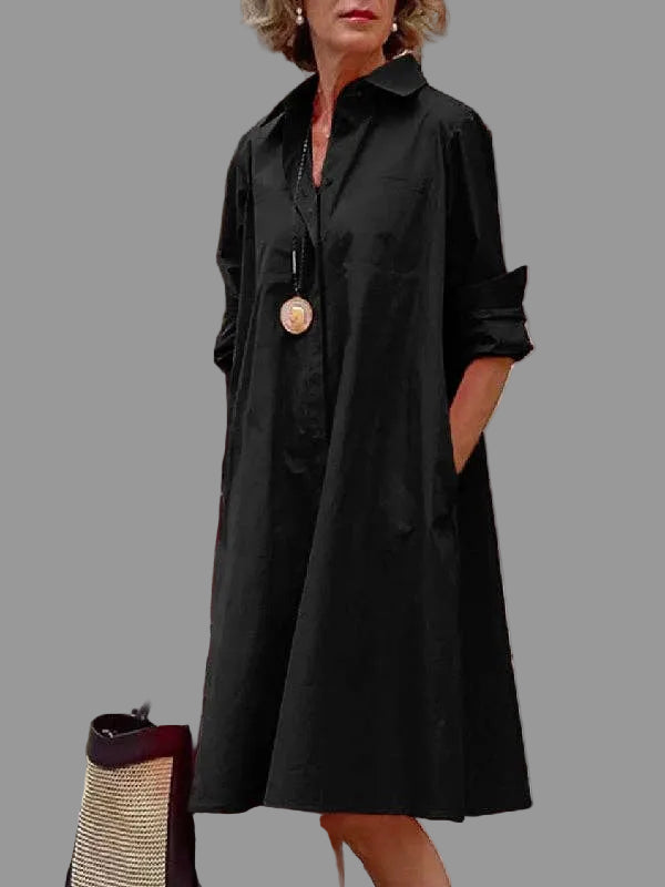 Hemdblusenkleid in Schwarz | zeitlos und vielseitig | Größe M