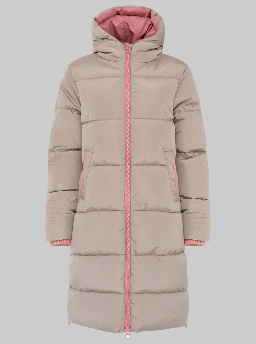 Langer Steppmantel Zwillingsherz "Cozy" | Taupe