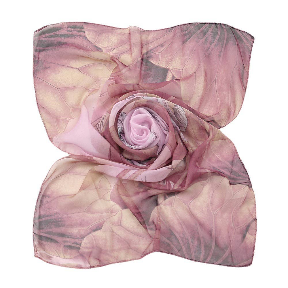 Leichter Chiffon-Schal mit floralem Muster | Hellgelb-Orange | 150 cm