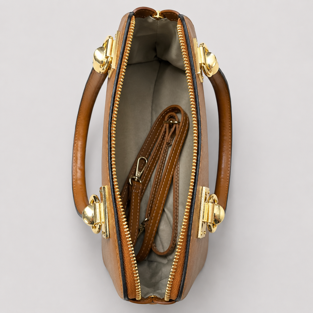 Elegante Damenhandtasche Cognac-zeitlos & vielseitig