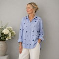 Bluse mit Schmuckapplikationen | Gr. 40-44 | Hellblau