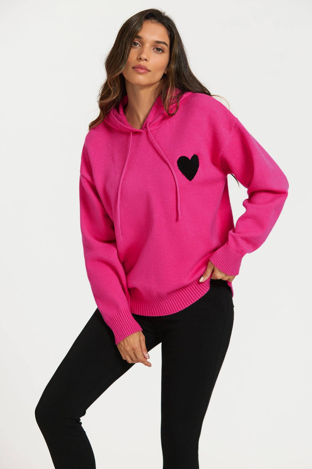 Herzstickerei Strickkapuzenpullover Gr. 42-44