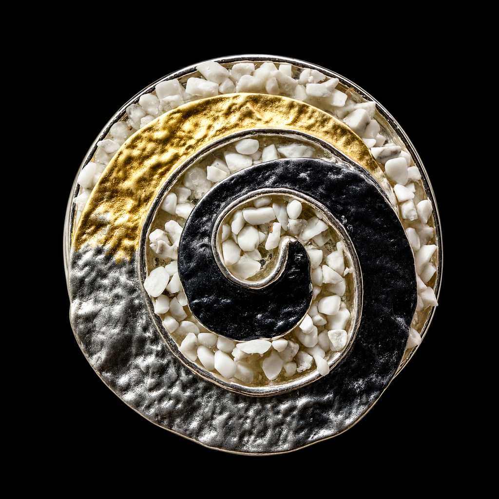 Magnetische Brosche in Spital-Design  | Schalclip | Silber & Gold