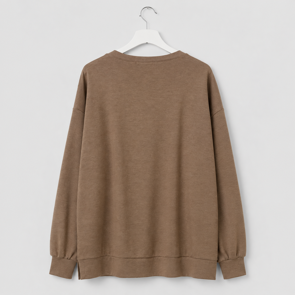 Damen-Sweatshirt mit Strass-Applikation und Schulterknöpfen | Gr. 40-46 | mehrere Farben