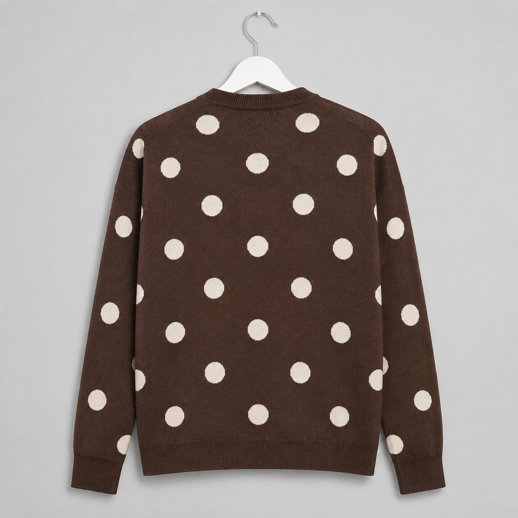 Pudelpullover mit 3D-Applikation und Perlendetails-Mokkabraun-Gr. 38-42