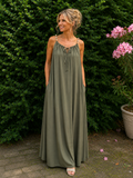 Maxikleid in Khaki | zeitlose Eleganz | Gr. 40-42