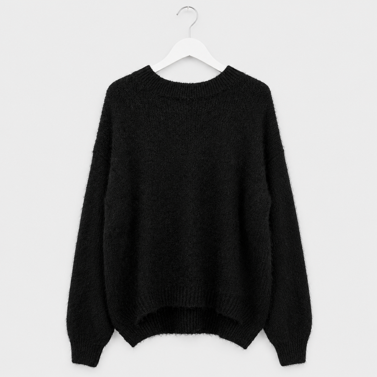 Oversize-Strickpullover in Creme und Schwarz mit Wollanteil | Gr. 38-44