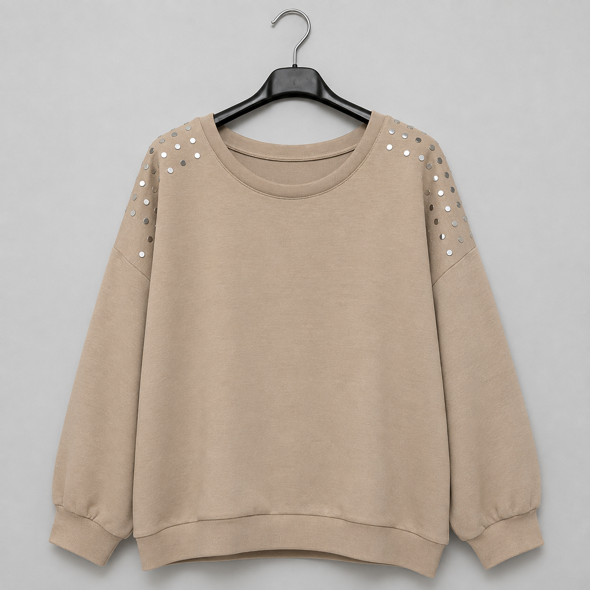 Statement-Shirt mit silbernen Details Gr. 38-44 - Taupe
