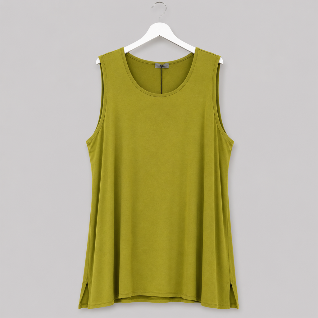 Ärmelloses Longtop in Olivgrün - luftig, weich & figurschmeichelnd Gr. XXXL