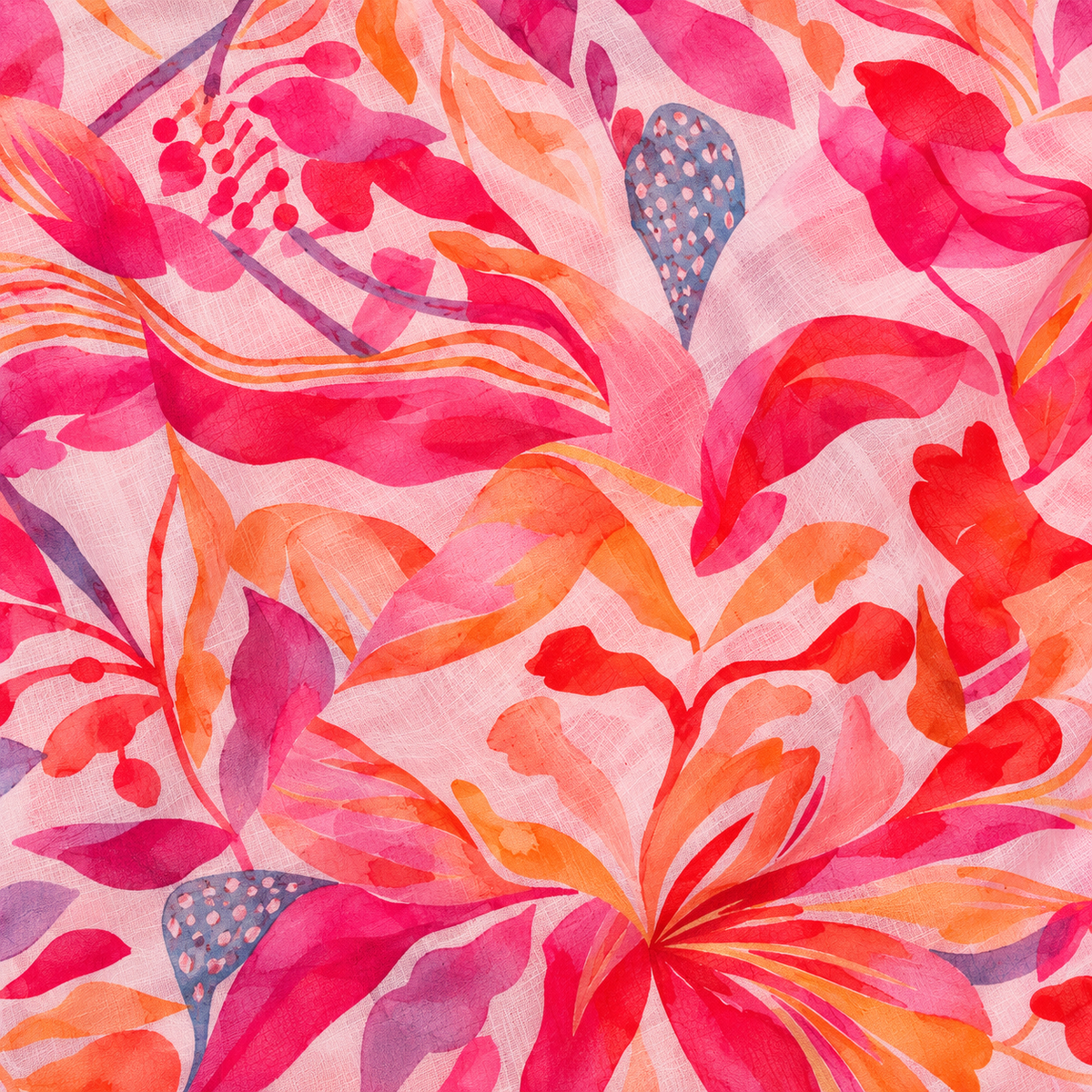 Tuch mit floralem Muster in Rosa und Orange , 80 x 180 cm