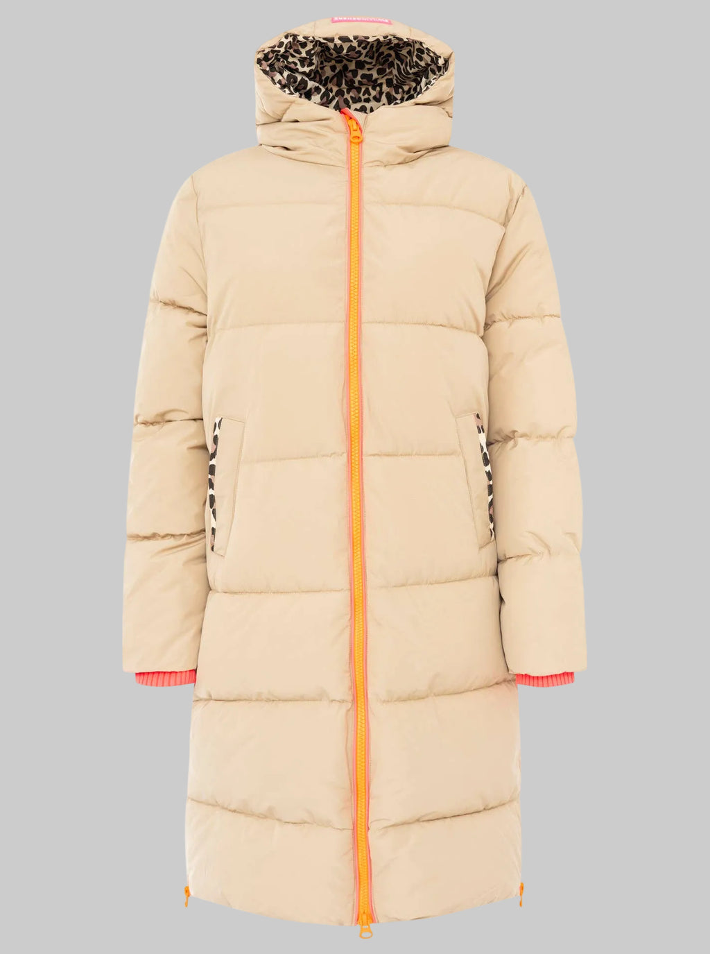 Langer Steppmantel  Zwillingsherz-  Beige